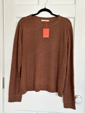 NWT Olivaceous brown cashmere blend crew neck sweater - size L Ships